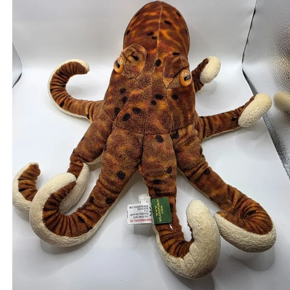 Wild Republic Octopus Plush Brown Orange Spotted Realistic 8x12